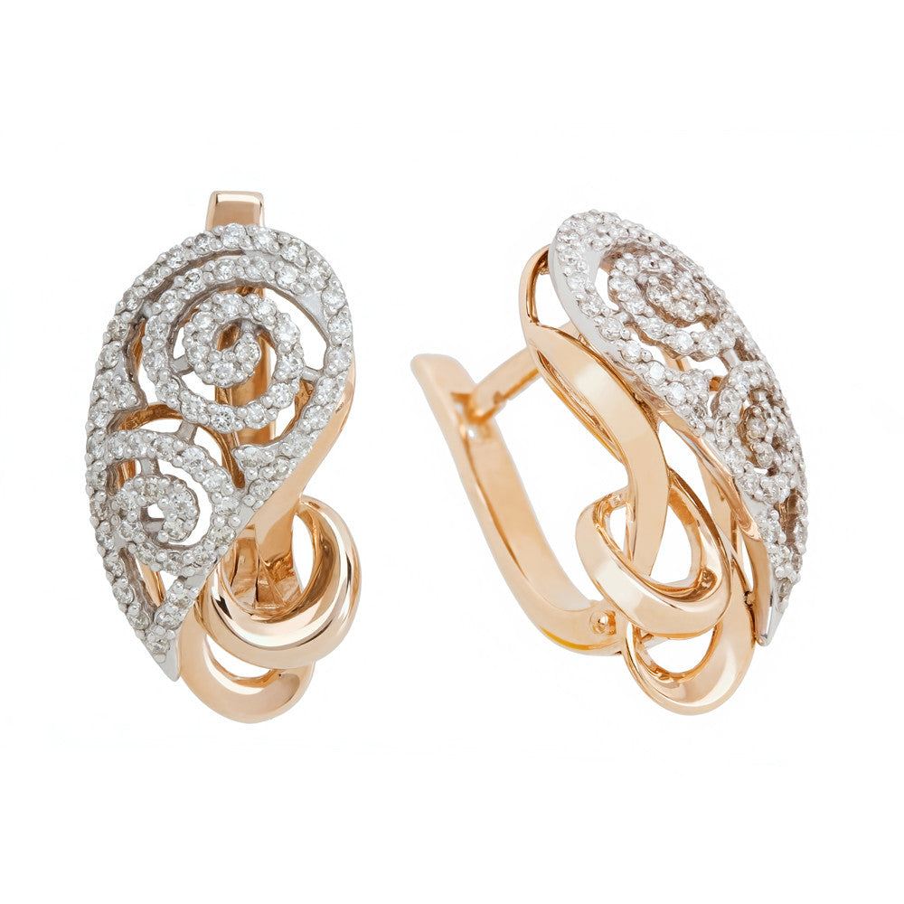 Bling Bling Leafy Rose Gold Diamonds Earrings